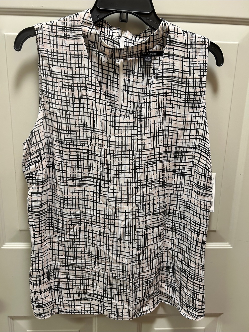 Zac & Rachel Black and White Mock Neck Sleeveless Tank